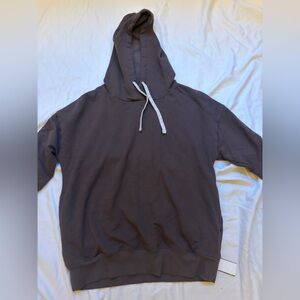 Buffalo David Bitton Men's Charcoal Crewneck Hoodie with White Drawstrings
